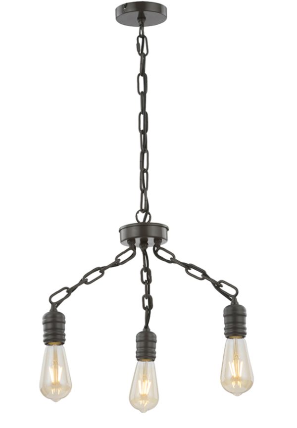Franklite FL2365/3 Linky 3 light dual mount chandelier antique finish ironwork