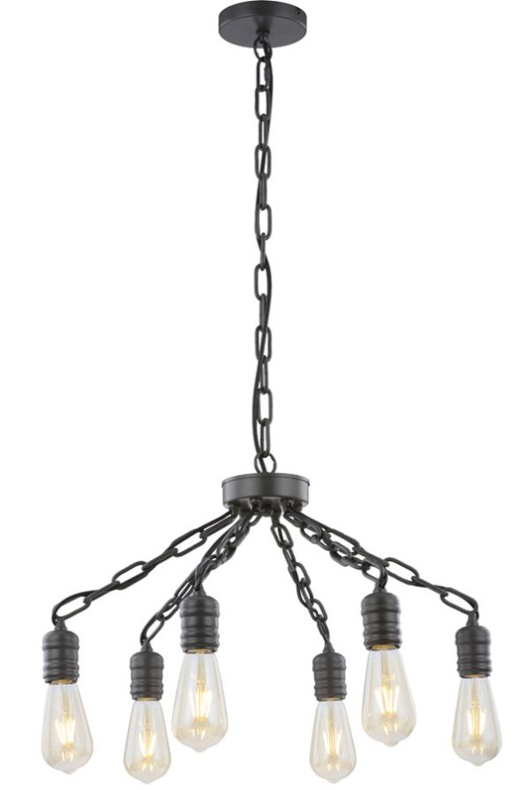 Franklite FL2365/6 Linky 6 light dual mount chandelier antique finish ironwork