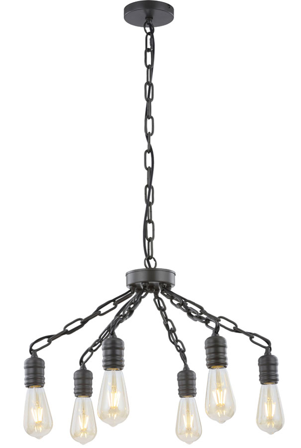 Industrial Style Chain Link 6 Light Dual Mount Chandelier Antique Finish