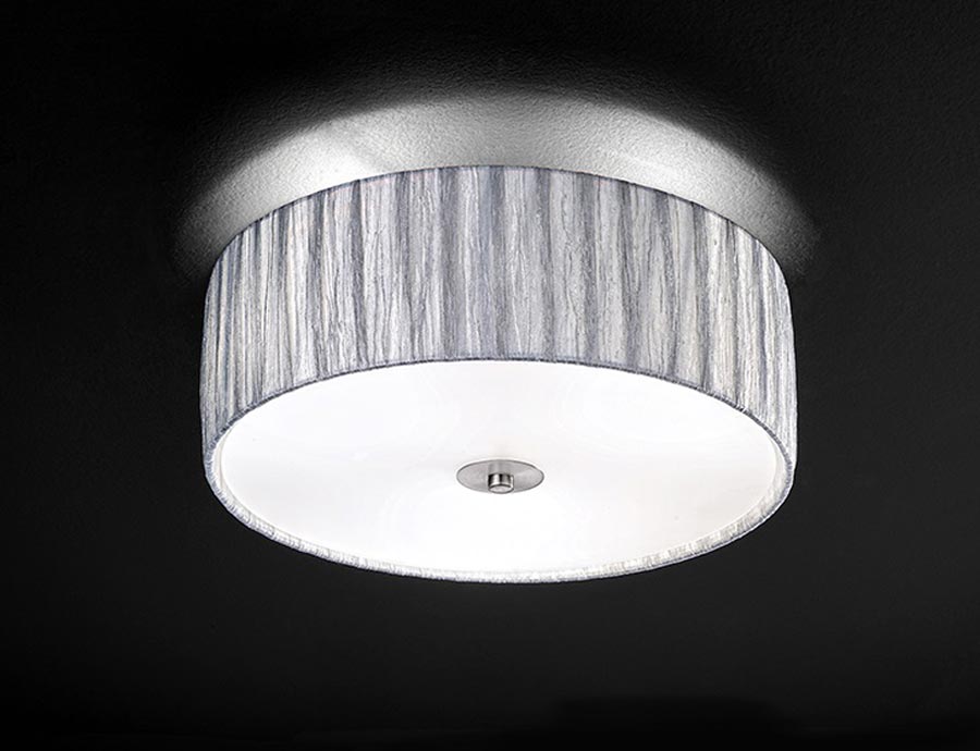 Modern 3 Light Flush Mount Ceiling Light Translucent Silver Fabric