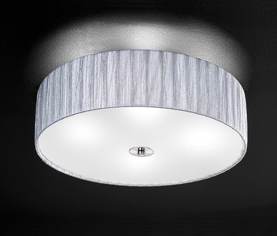 Modern 4 Light Flush Mount Ceiling Light Translucent Silver Fabric