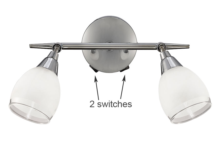 Quality Twin Switched Wall Spot Light Chrome Satin White Glass Shades
