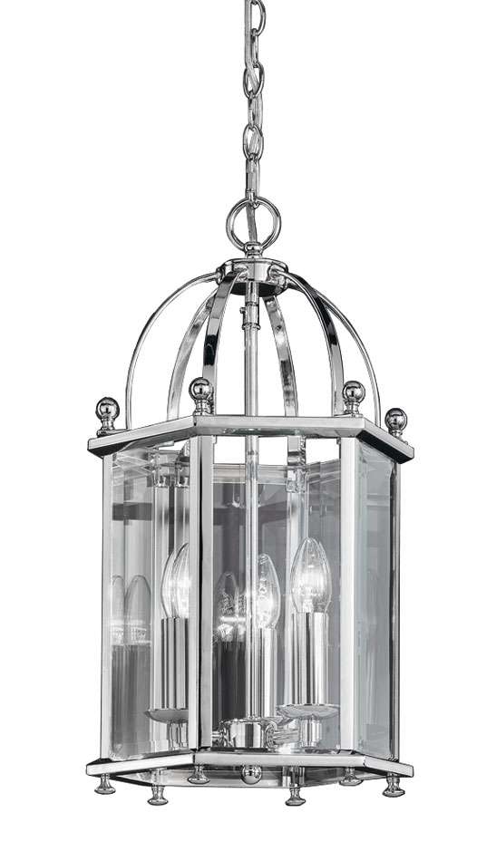 Georgian Style Small 3 Light Hexagonal Hanging Lantern Chrome