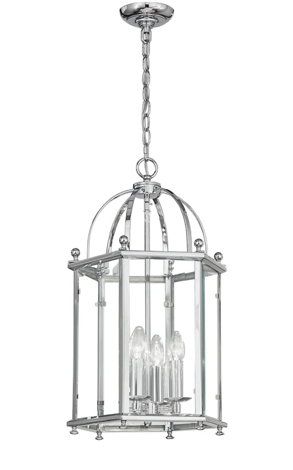 Georgian Style Medium 4 Light Hexagonal Hanging Lantern Chrome