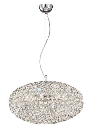 Franklite FL2273/6 Marquesa 6 light ceiling pendant in polished chrome with crystal buttons