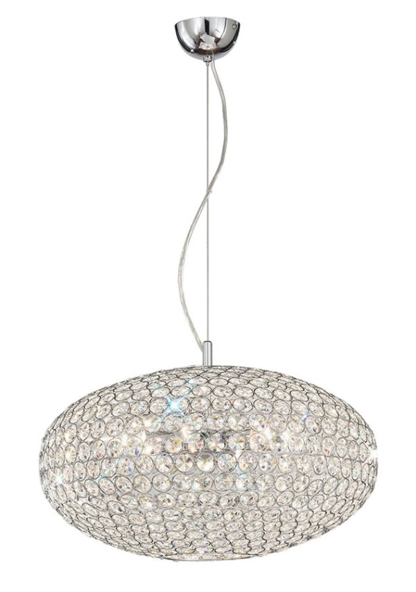 Franklite FL2273/6 Marquesa 6 light ceiling pendant in polished chrome with crystal buttons