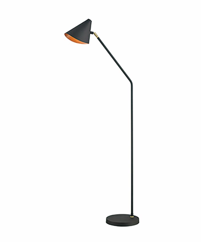Modern 1 Light Floor Reading Lamp Adjustable Shade Matt Black