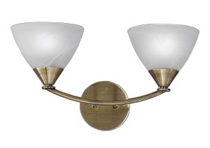 Franklite PE9662/786 Meridian 2 light wall light in brushed bronze with alabaster glass shades