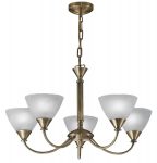 Classic Compact 5 Arm Dual Mount Chandelier Bronze Glass Shades