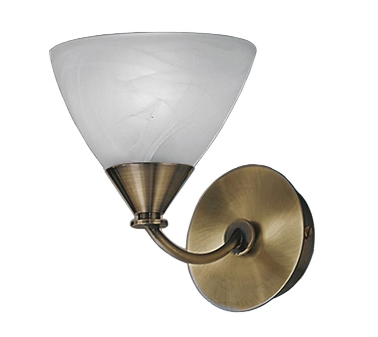 Classic Compact Single Lamp Wall Light Bronze Finish Glass Shade