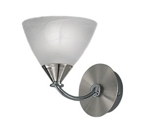 Franklite PE9671/786 Meridian single wall light in brushed nickel with alabaster glass shade
