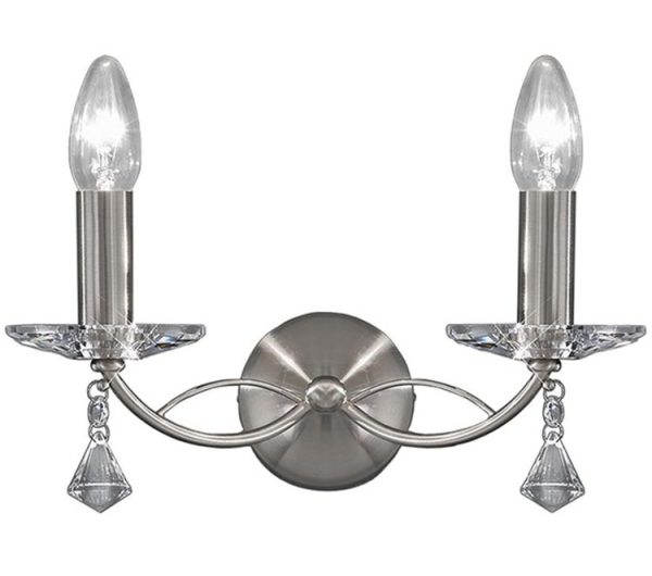 Franklite FL2225/2 Monaco 2 light twin wall light in satin nickel