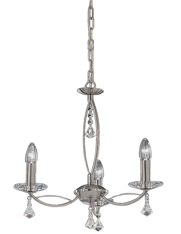 Franklite FL2225/3 Monaco 3 light dual mount chandelier in satin nickel with crystal