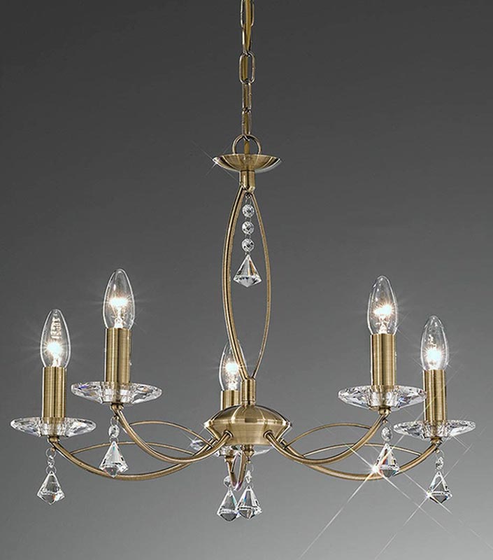 Modern 5 Arm Dual Mount Chandelier Bronze Crystal Sconces Drops