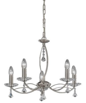 Franklite FL2225/5 Monaco 5 light dual mount chandelier in satin nickel with crystal
