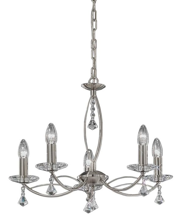 Franklite FL2225/5 Monaco 5 light dual mount chandelier in satin nickel with crystal