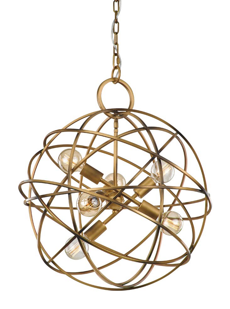 Elegant 6 Light Medium Ceiling Pendant Globe Matt Gold Black Low Lights