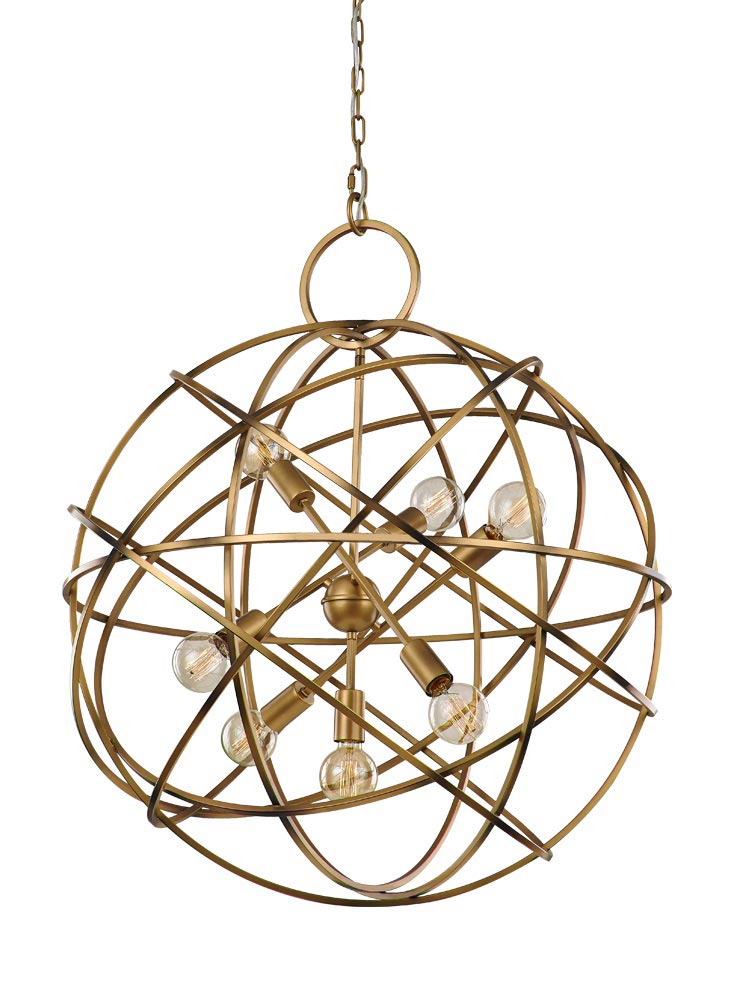 Elegant 7 Light Large Ceiling Pendant Globe Matt Gold Black Low Lights