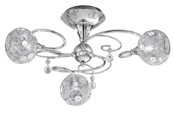 Franklite 2214/3 Orion 3 light semi flush mount ceiling light in polished chrome