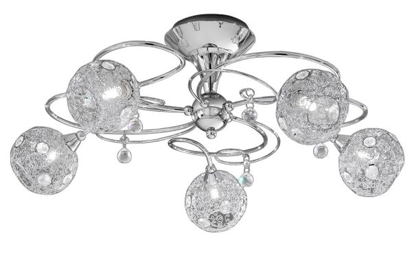 Franklite 2214/5 Orion 5 light semi flush mount ceiling light in polished chrome