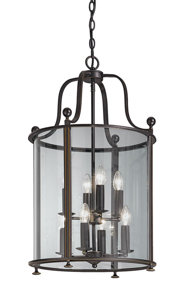 Georgian Style Large 8 Light Hanging Chain Lantern Antique Bronze