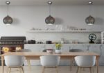 Medium 70s Retro Style 1 Light 3D Ceiling Pendant Silver Glass Chrome