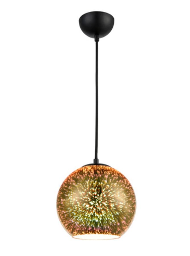 Medium 70s Retro Style 1 Light 3D Ceiling Pendant Gold Glass Matt Black