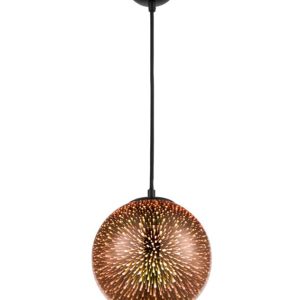 Medium 70s Retro Style 1 Light 3D Ceiling Pendant Copper Glass Black