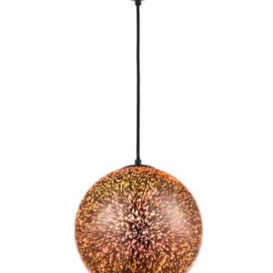 Large 70s Retro Style 1 Light 3D Ceiling Pendant Copper Glass Matt Black