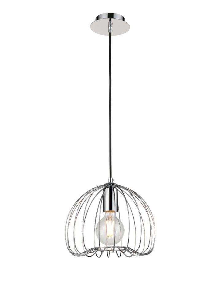Small Classic 1 Lamp Birdcage Pendant Ceiling Light Polished Chrome
