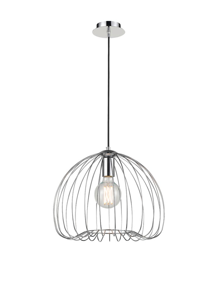 Medium Classic 1 Lamp Birdcage Pendant Ceiling Light Polished Chrome