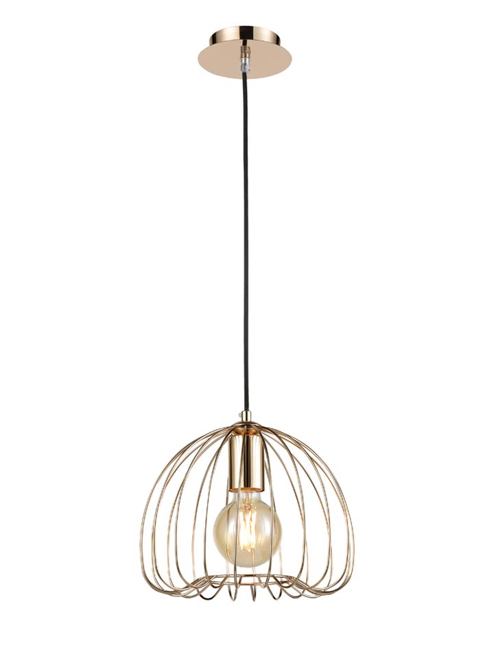 Small Classic 1 Lamp Birdcage Pendant Ceiling Light Gold Finish