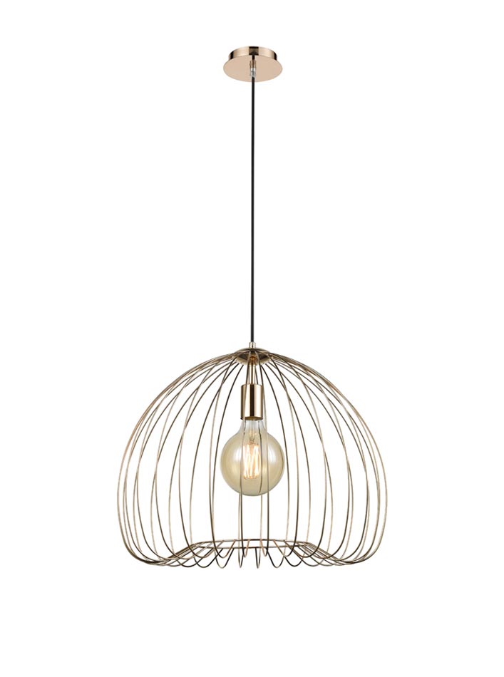 Medium Classic 1 Lamp Birdcage Pendant Ceiling Light Gold Finish