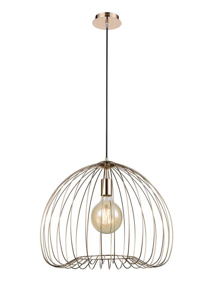 Large Classic 1 Lamp Birdcage Pendant Ceiling Light Gold Finish