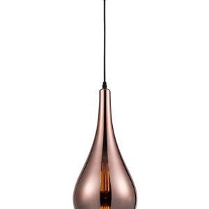 Classic Copper Finish Glass Droplet Single Ceiling Pendant Light Black