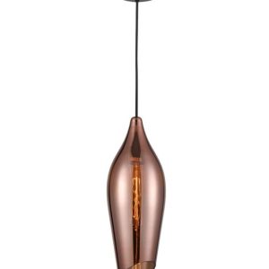 Contemporary 1 Light Ceiling Pendant Black Copper Glass Taper Shade