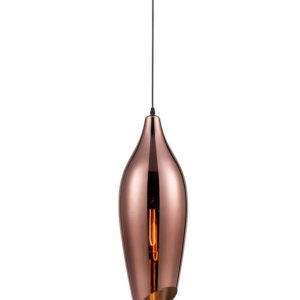 Contemporary 1 Light Ceiling Pendant Large Copper Glass Taper Shade