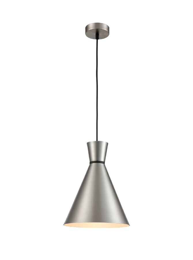 Classic Single 1 Light 25cm Metal Cone Ceiling Pendant Satin Nickel