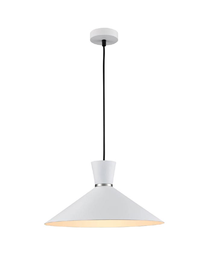 Classic Single 1 Light 40cm Metal Coolie Ceiling Pendant Satin White