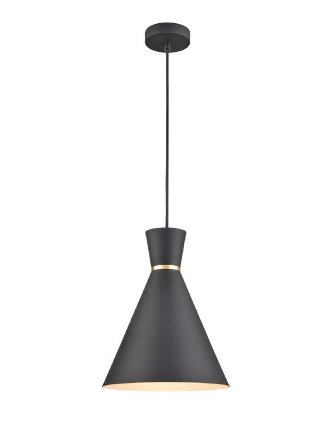 Classic Single 1 Light 25cm Metal Cone Ceiling Pendant Satin Black