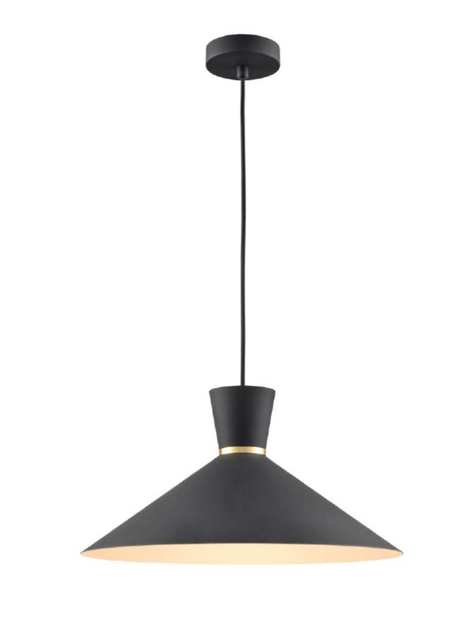 Classic Single 1 Light 40cm Metal Coolie Ceiling Pendant Satin Black