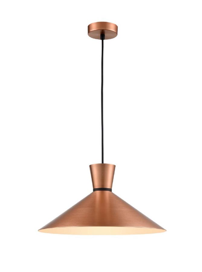 Classic Single 1 Light 40cm Metal Coolie Ceiling Pendant Satin Copper