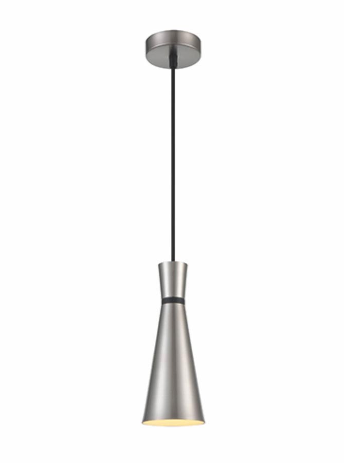 Classic Single 1 Light 10cm Metal Cone Ceiling Pendant Satin Nickel