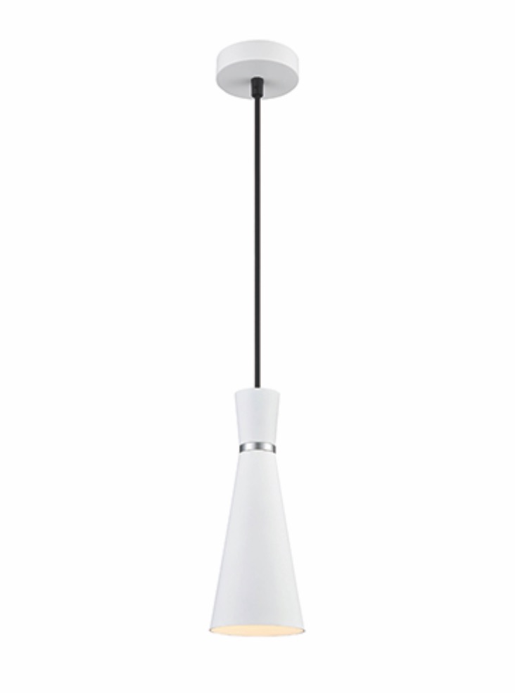Classic Single 1 Light 10cm Metal Cone Ceiling Pendant Satin White