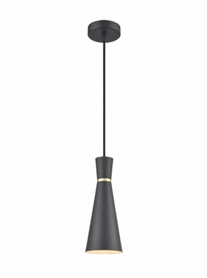 Classic Single 1 Light 10cm Metal Cone Ceiling Pendant Satin Black