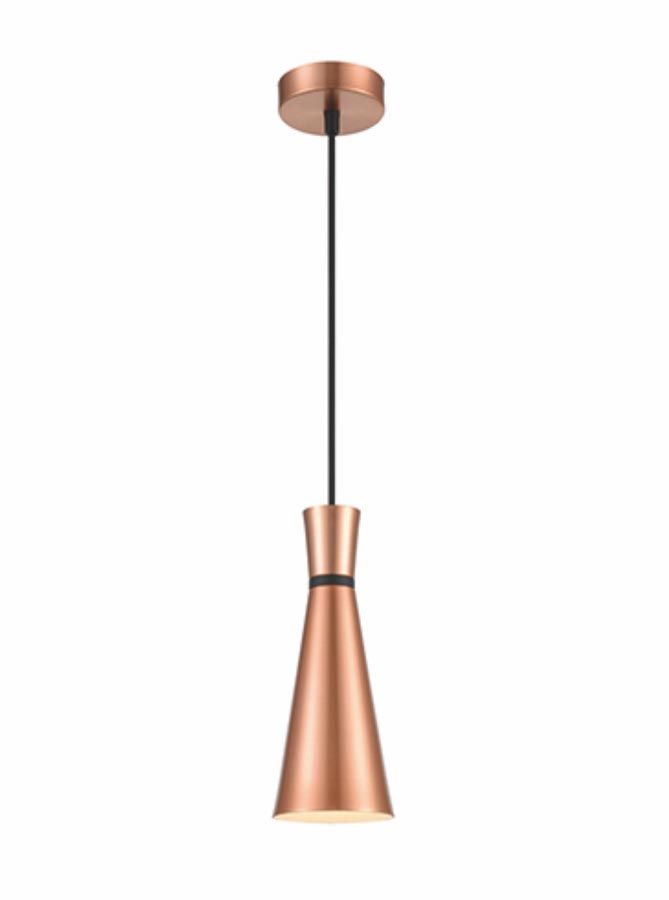 Classic Single 1 Light 10cm Metal Cone Ceiling Pendant Satin Copper