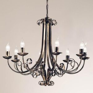 Italian Scrolled Ironwork 8 Light Chandelier Brushed Autumn Colours