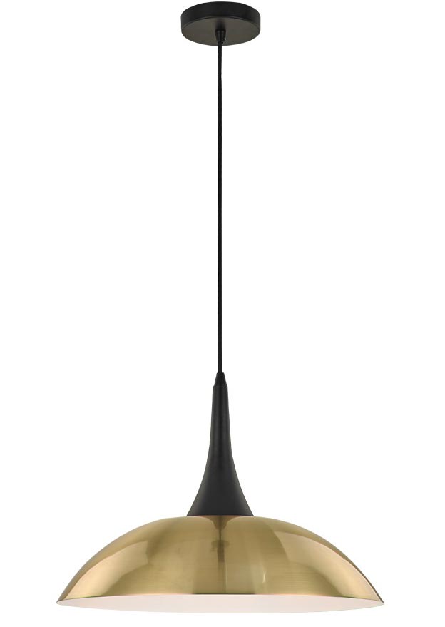 Large Contemporary 1 Light Ceiling Pendant Brushed Gold & Black