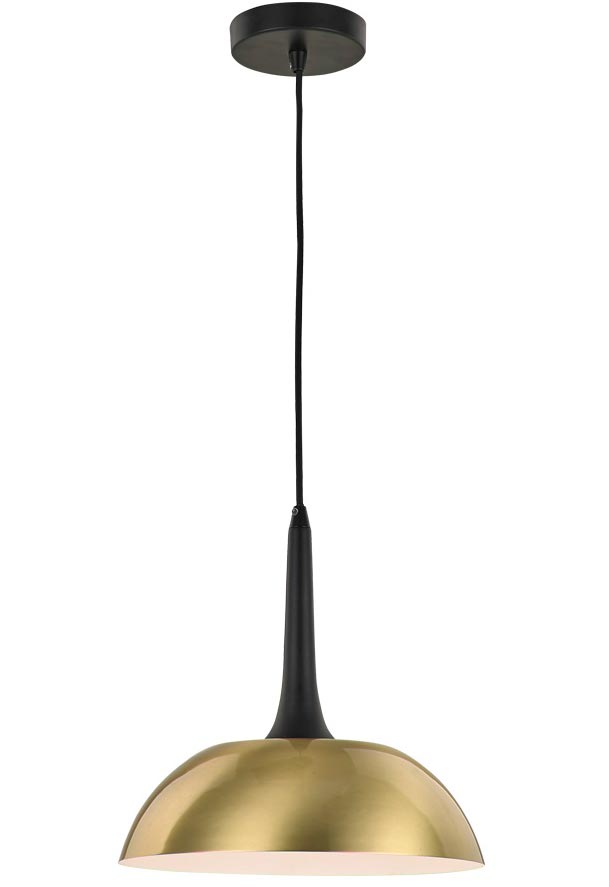 Medium Contemporary 1 Light Ceiling Pendant Brushed Gold & Black
