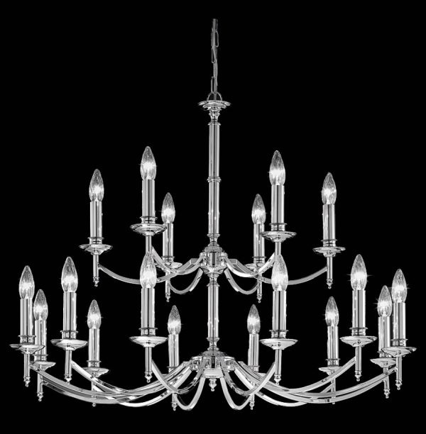 Franklite FL2090/18 Petrushka 18 light large two-tier chandelier in polished chrome